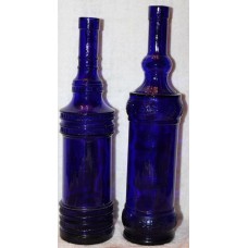 Vintage? Tall Skinny Cobalt Blue Wine Bottles Display Decorative Bottles Leaf X2   292617853643